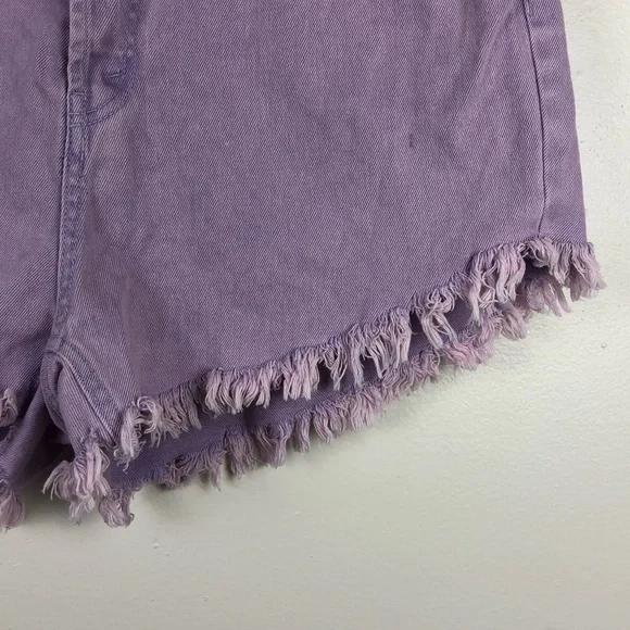 Wild Fable Purple High Rise Jean Shorts with Raw Hem - Picture 3 of 6
